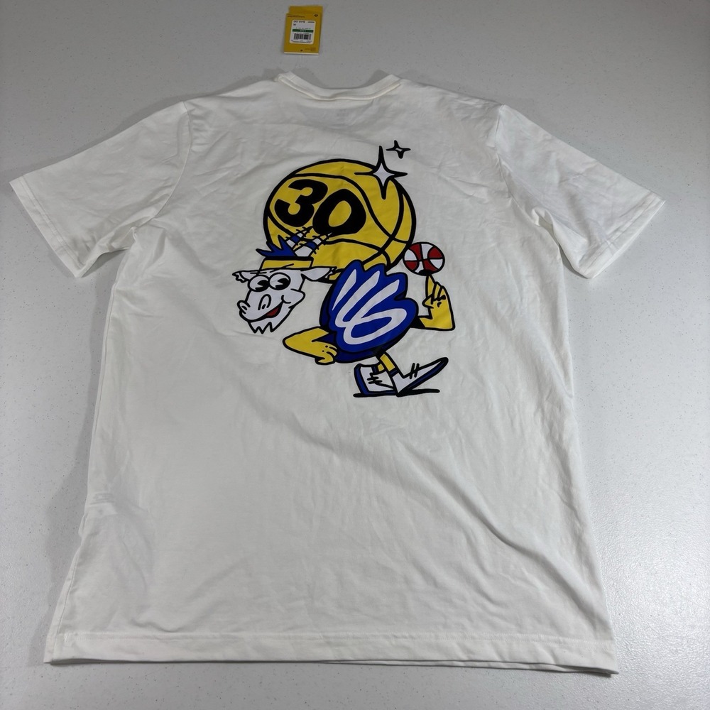 NWT! Under Armour X Steph Curry "That's a Dub" Goat White Tee Shirt Adult L - Picture 2 of 11